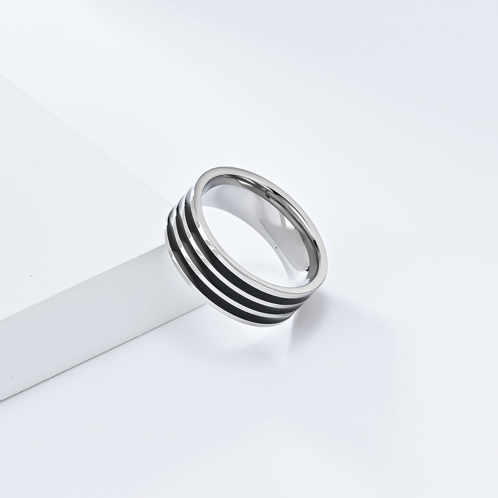 Cross-Border European and American Titanium Steel 18K Gold Three-Piece Set Oil Drop Ring Jewelry for Men and Women