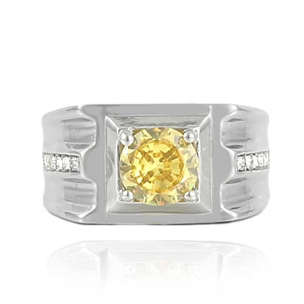 Trendy Multicolor Stone Titanium Steel Ring for Personalized Fashion - Unisex Design