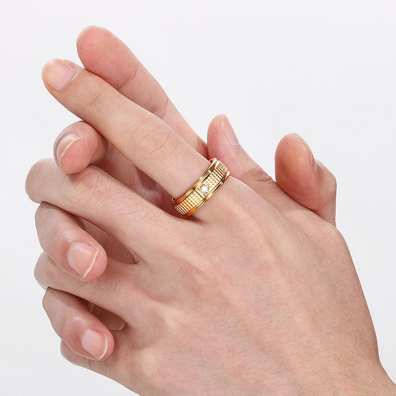 Supply Fashionable Rings, Hip-Hop Stainless Steel Zircon Plaid Men's Rings
