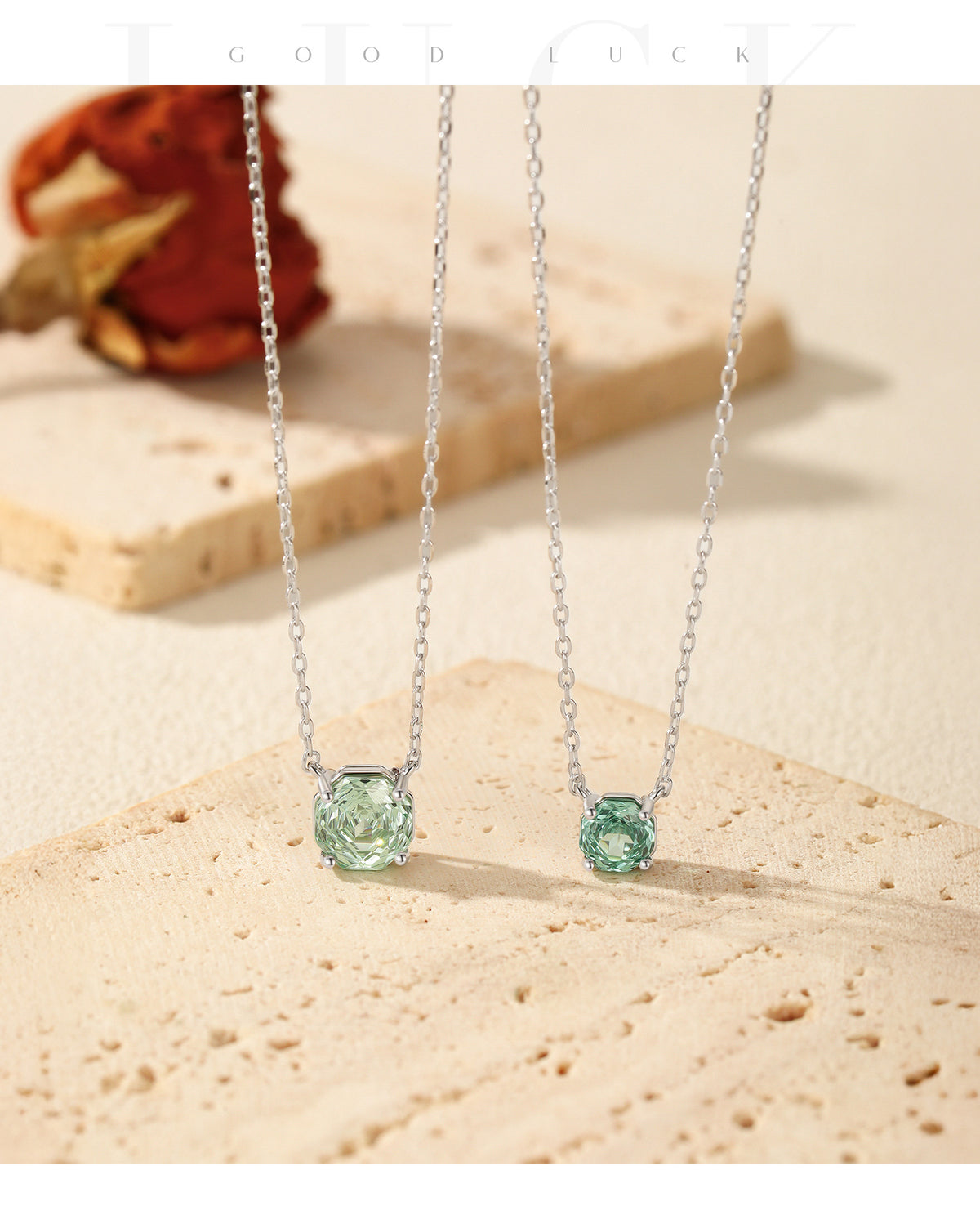 925 Sterling Silver Multicolor Octagonal Rose-Cut Zircon Necklace