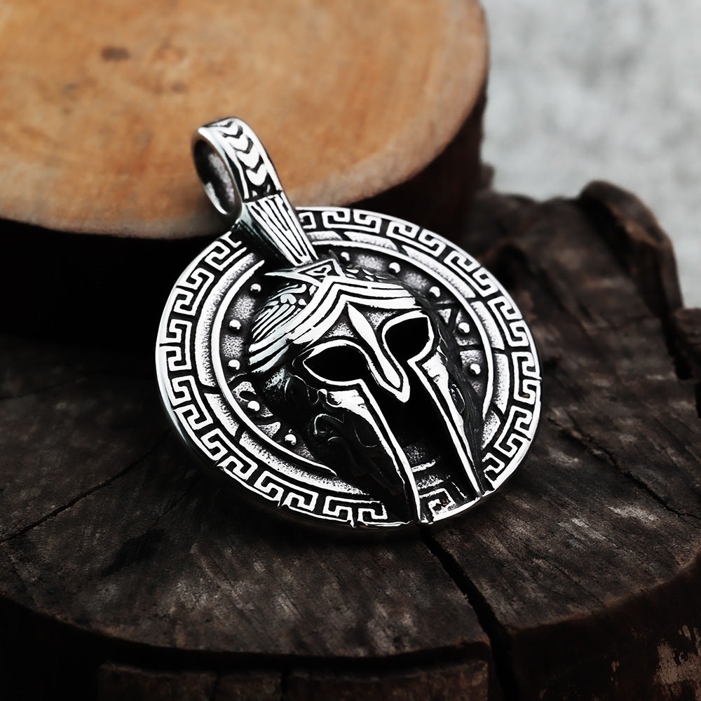 European And American Spartan Mask Titanium Steel Men's Pendant