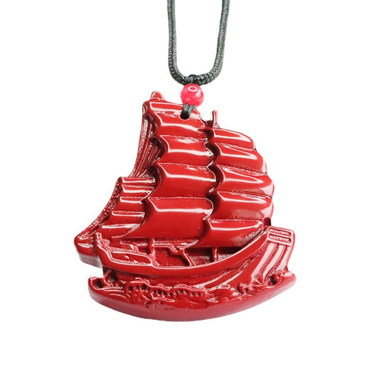 Smooth Sailboat Pendant with Cinnabar Stone from Planderful Collection