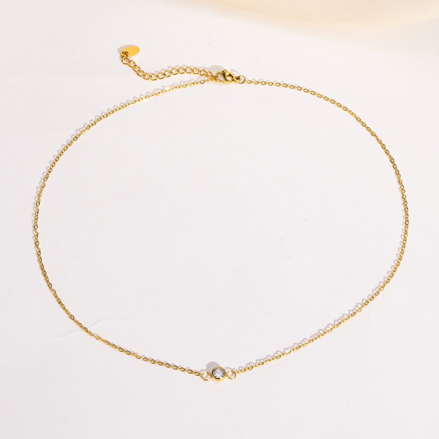 Ladies Fine Necklace Stainless Steel White Zircon Jewelry