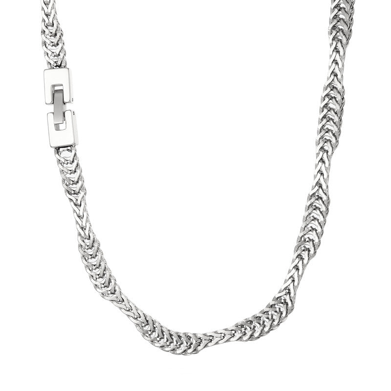 Niche Design Creative Snake Bone Chain, Irregular Wavy Men's Titanium Steel Necklace