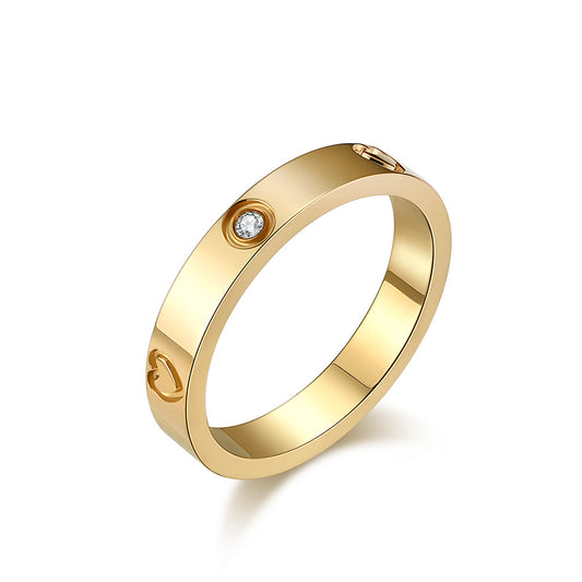 Planderful Zircon Inlaid Gold Plated Titanium Steel Ring For Women Light Luxury High End Jewelry