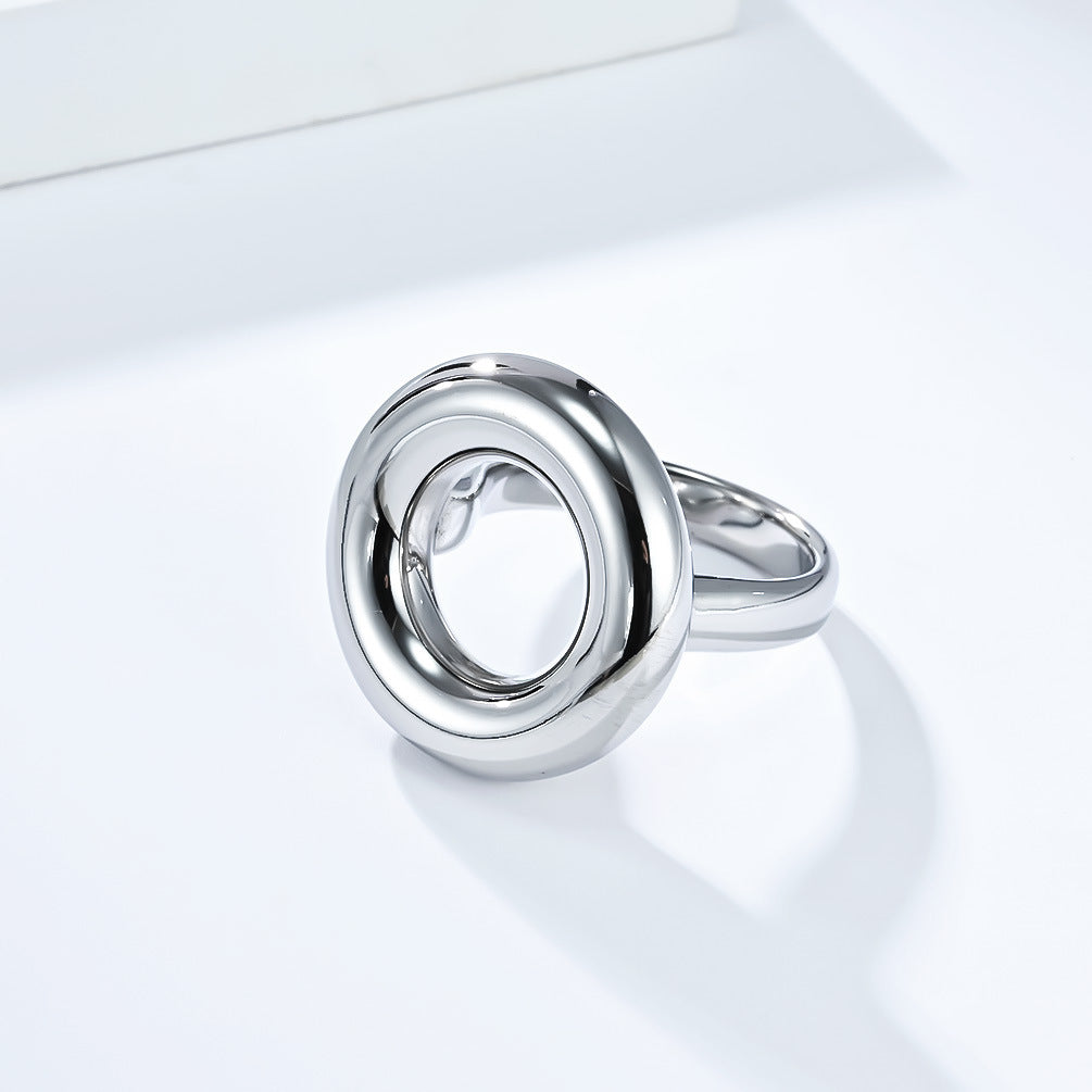 Planderful Titanium Steel Ring Women 18K Gold Plated Smooth Exaggerated Style Everyday Genie Collection