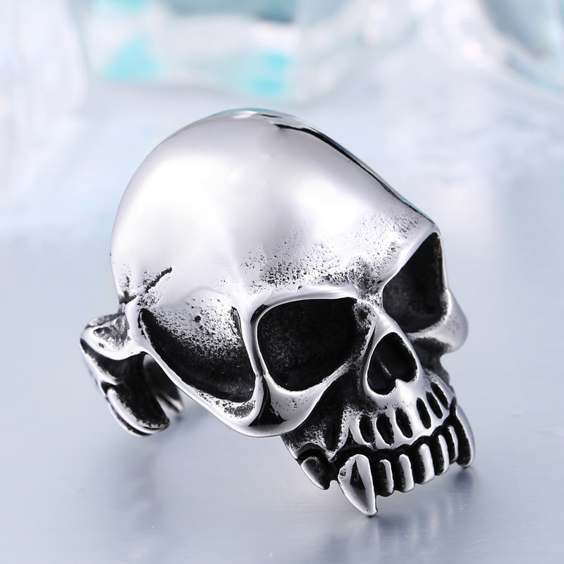 Titanium Steel Skull Ring for Men - Retro Dominant Design in Stainless Steel, Sizes 7-13
