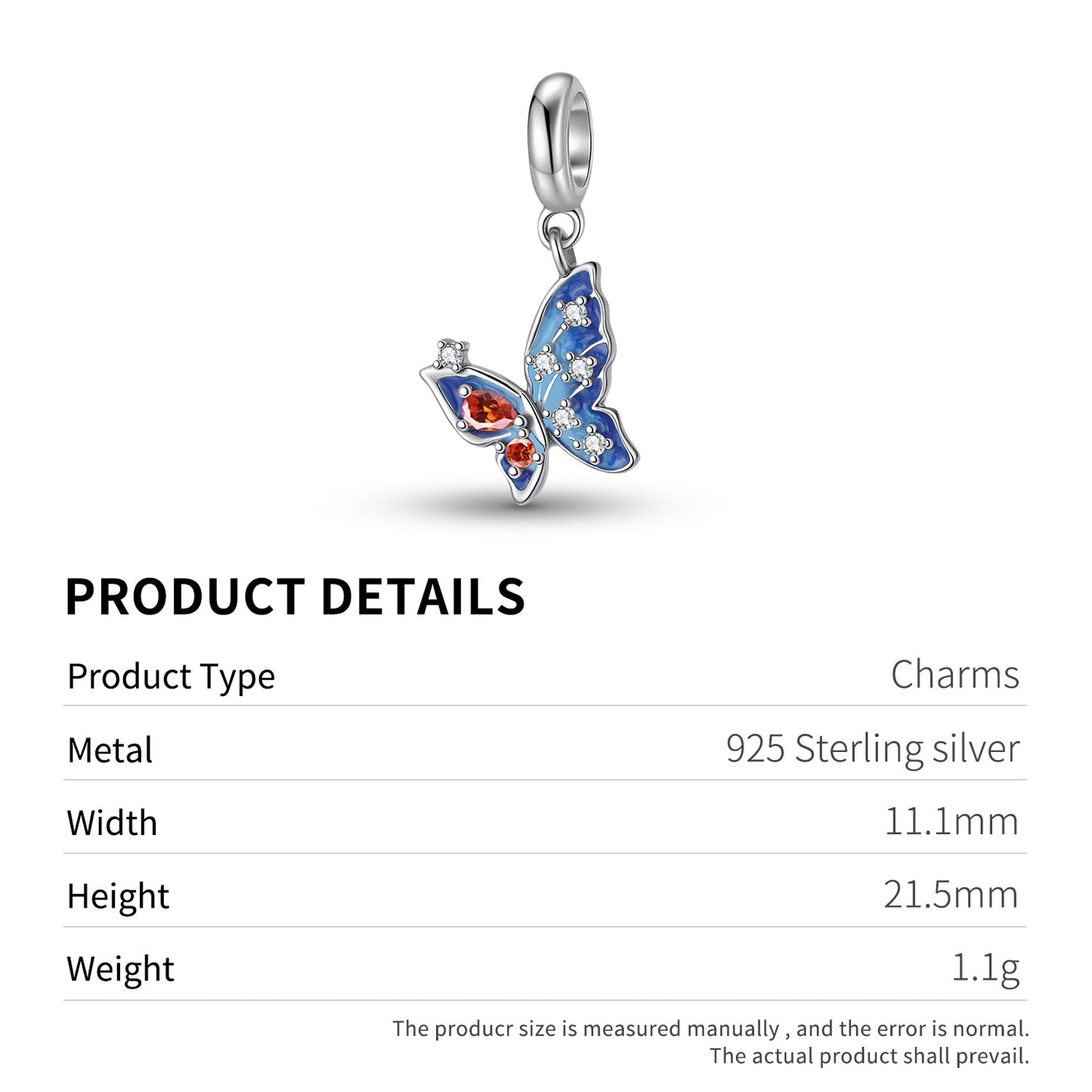 Planderful Jewelry Sterling Silver Butterfly Pendant Zircon