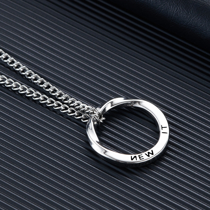 Mobius Ring Necklace For Men Stainless Steel Minimalist Round Pendant Planderful Everyday Genie