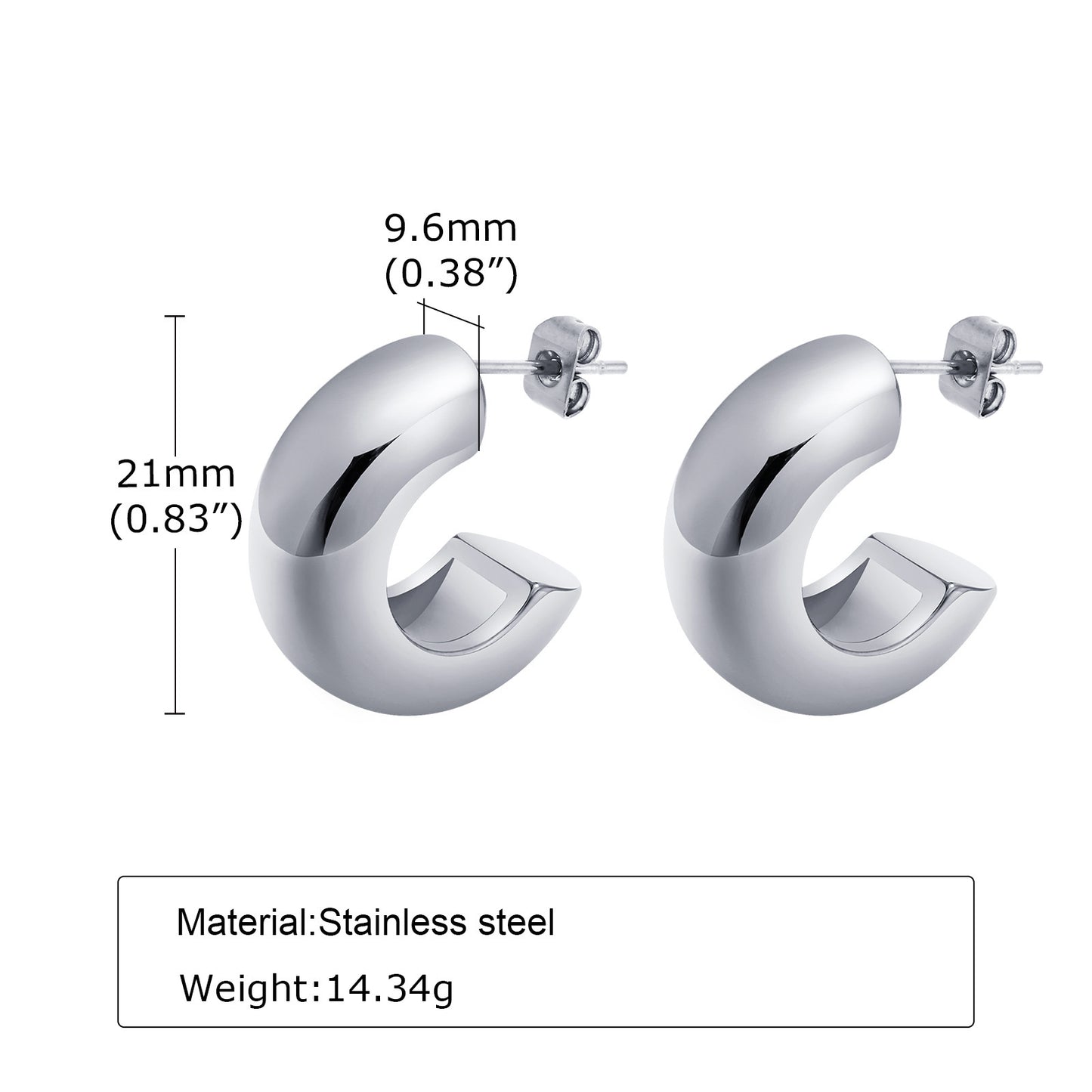 European And American Earrings C Shaped Gold Women's Wholesale