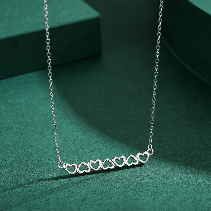 Simple Heart-shaped Hollow Cross-border Sterling Silver Necklace