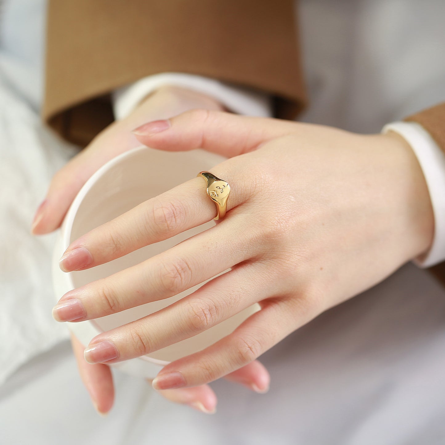 Stainless Steel Rose Casting Ring Gold Ladies Fashion Accessories