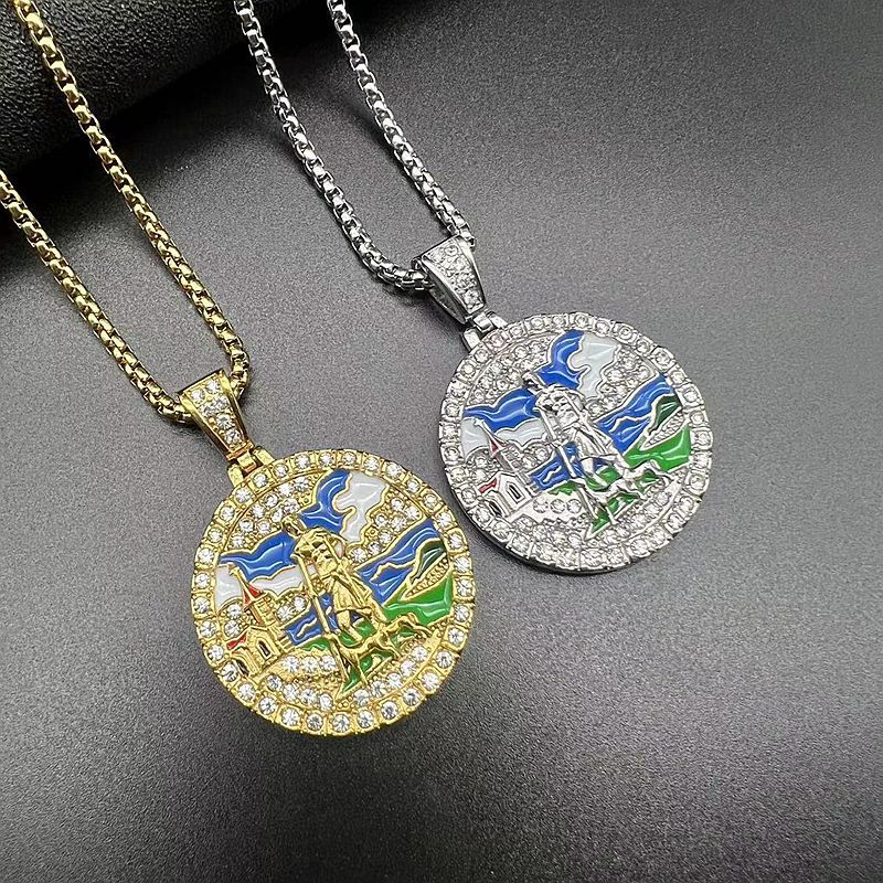 Rhinestone Necklace – Statement Hip Hop Jesus Pendant