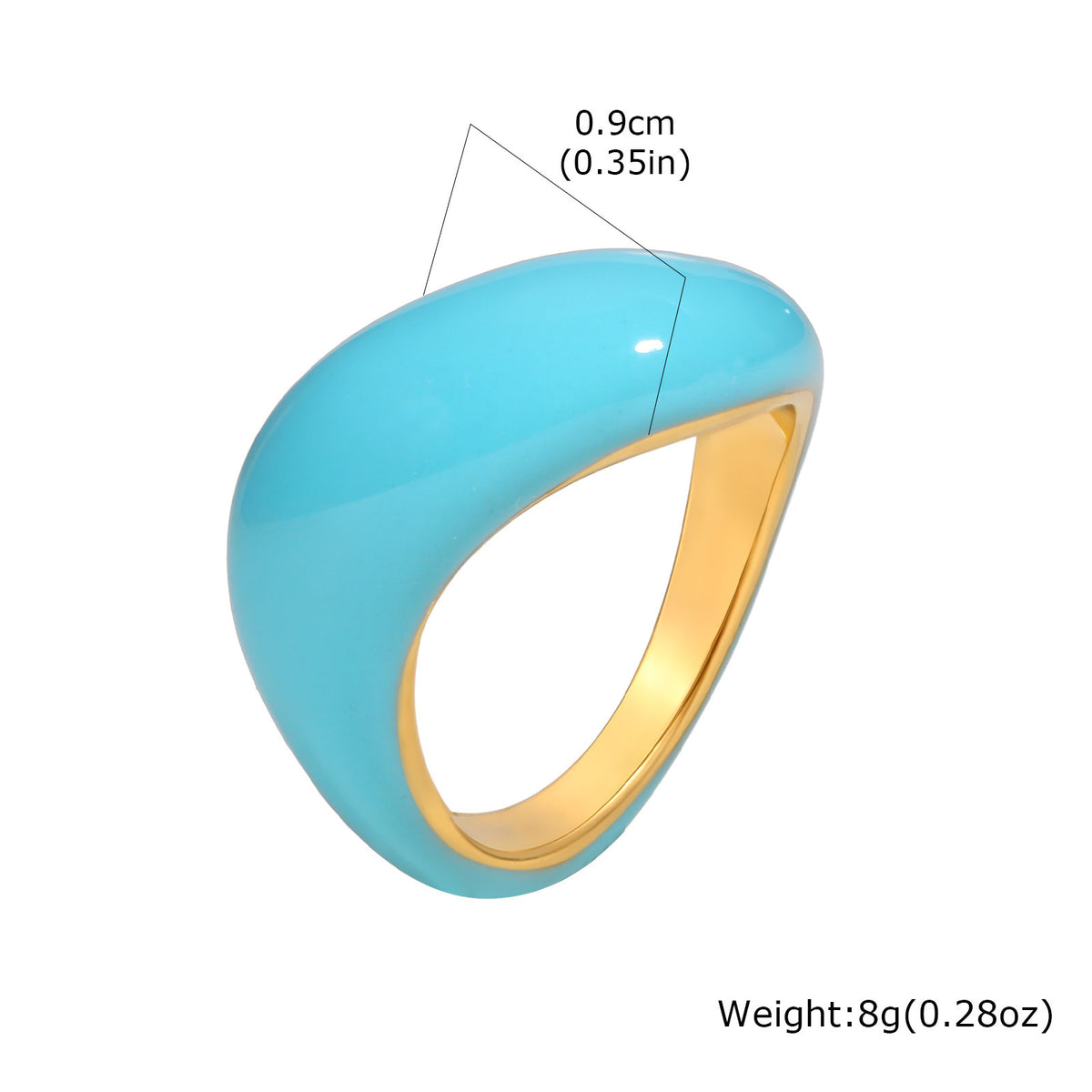 Stainless Steel Summer Ocean Wind Drip Oil Ring Irregular Design Curved Drip Light Blue