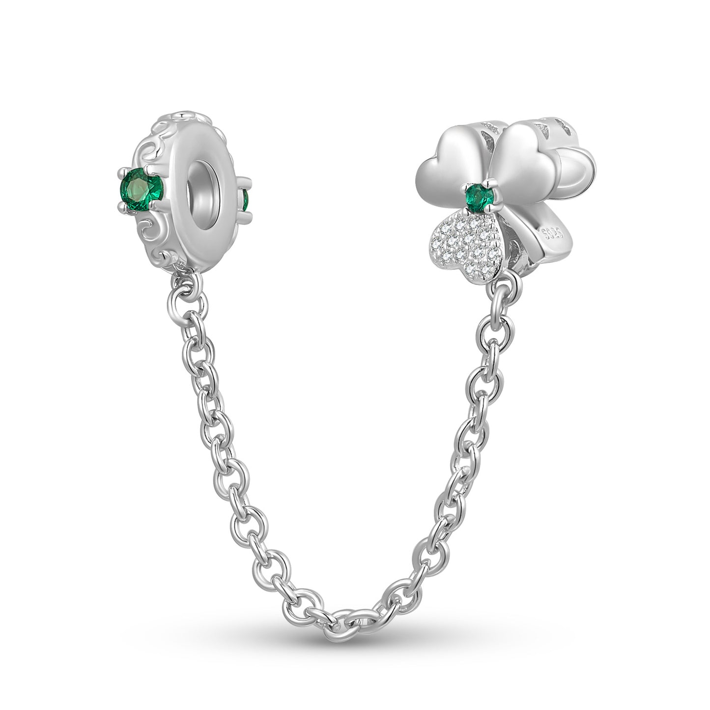 Planderful Everyday Genie – European and American Fashion Creative Clover S925 Silver Inlaid Green Zirconium Anti-Slip Jewelry Accessories