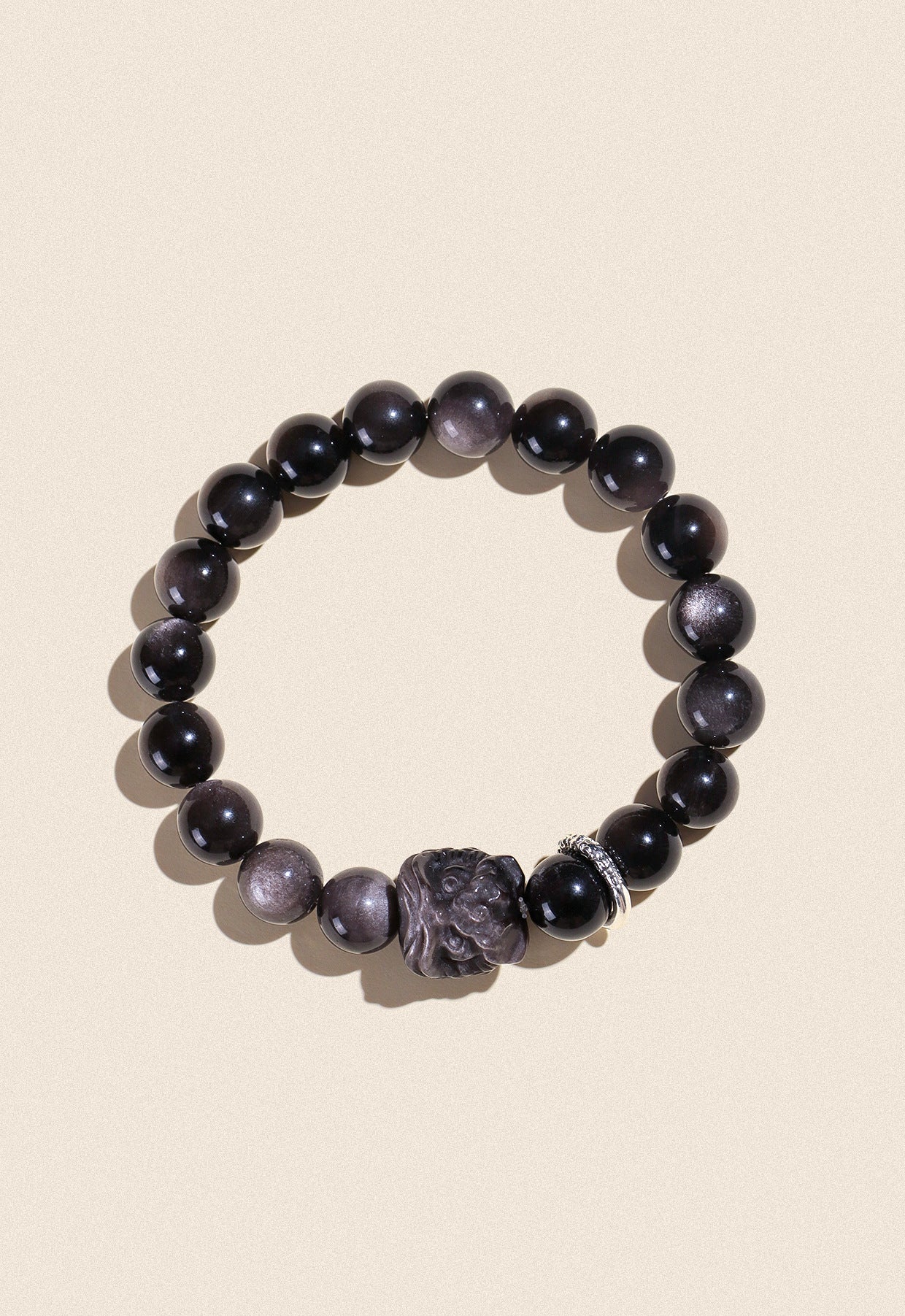Planderful Fortune's Favor Bracelet – Elegant Crystal and Silver Obsidian Design