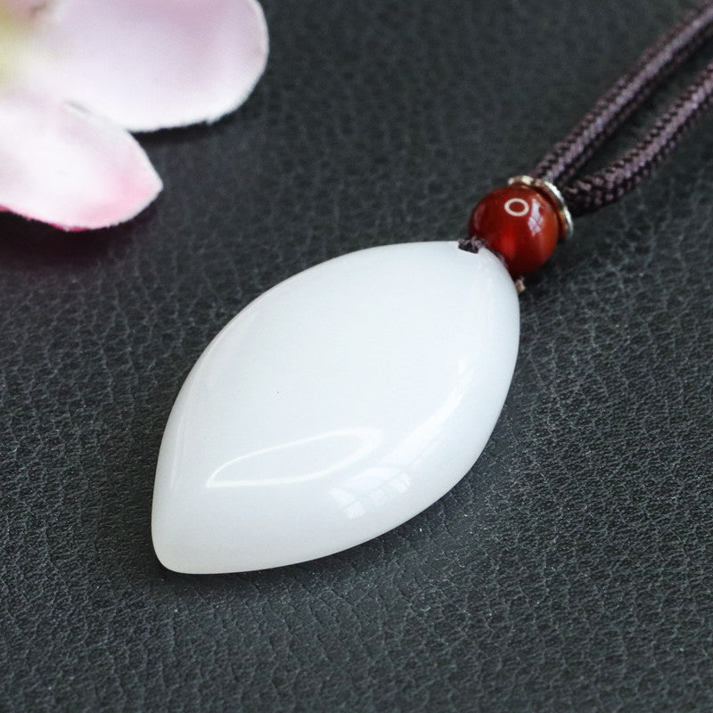 Golden Silk Jade Teardrop Pendant
