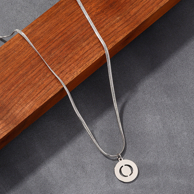Chic Metal Chain Necklace with Hollow Letter Pendant