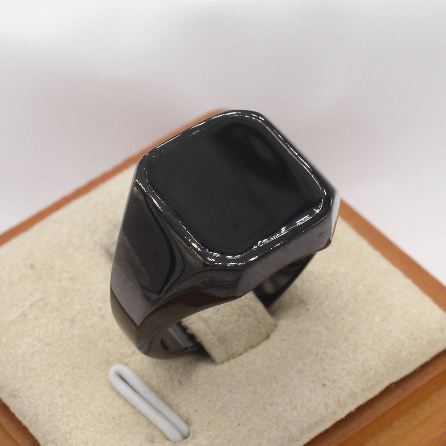 Planderful Jewelry Mens Titanium Steel Square Epoxy Ring Minimalist Modern European Design