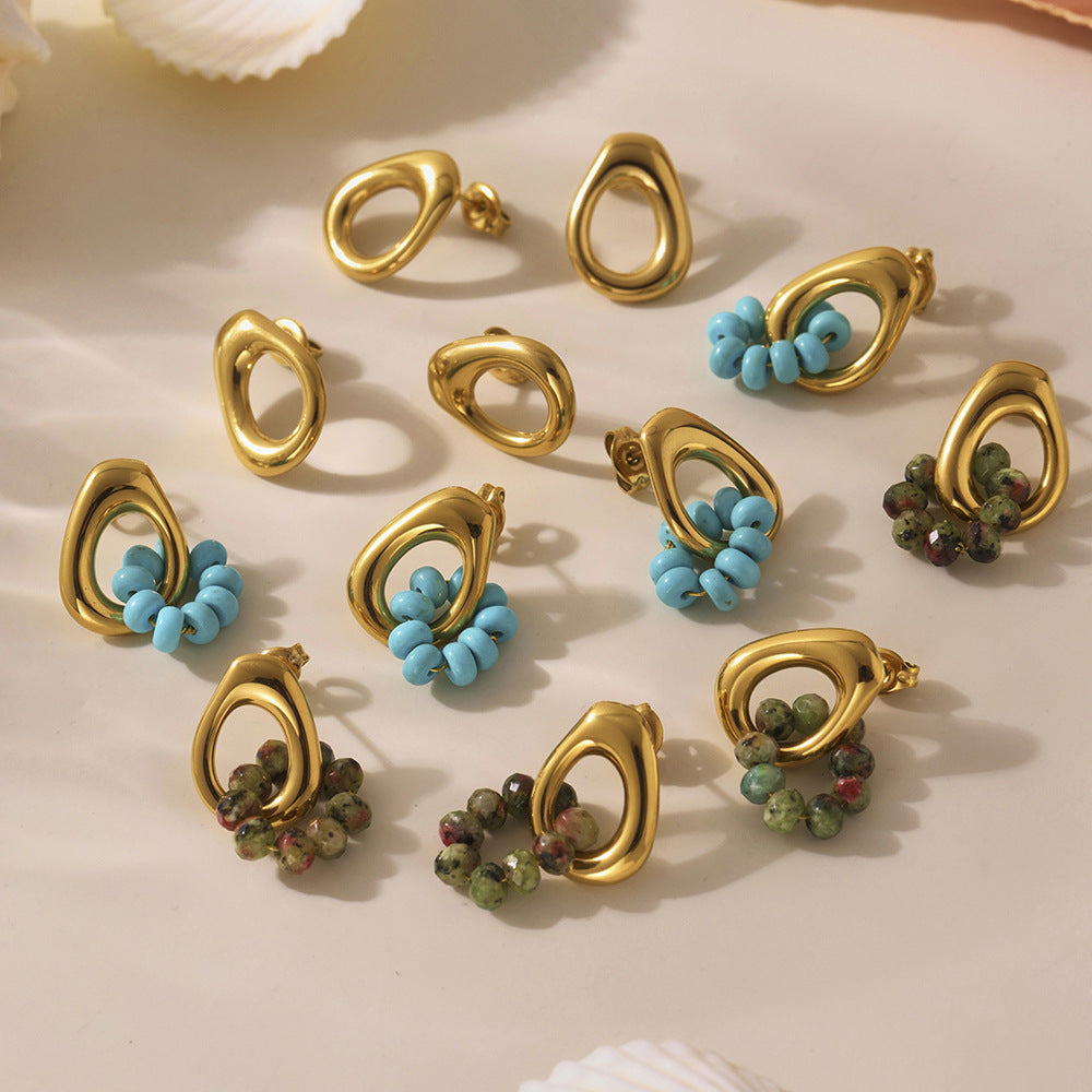 Planderful Turquoise Earrings Durable Stainless Steel Women