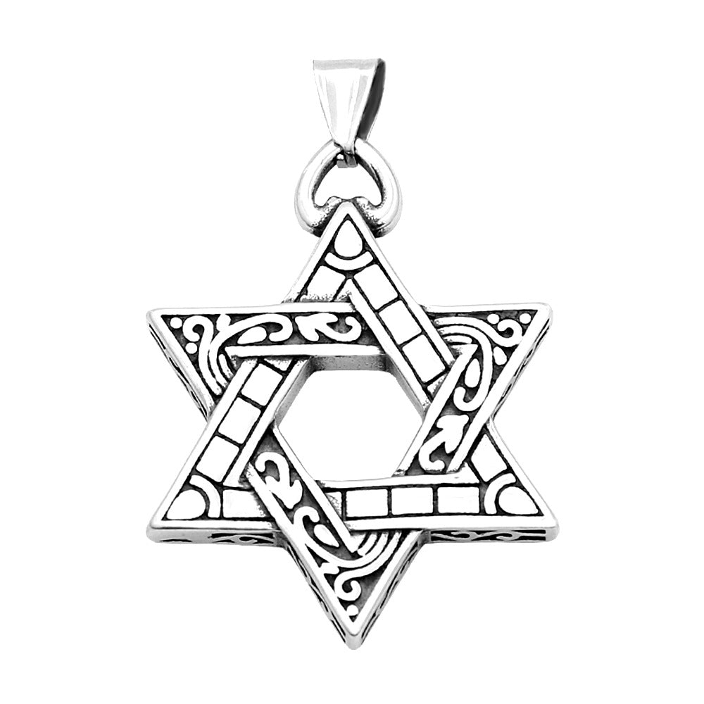 Viking Star Stainless Steel Men's Pendant Necklace