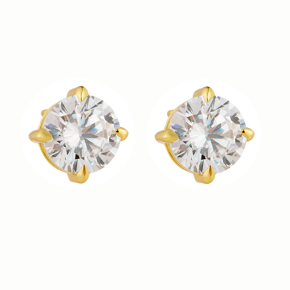 European and American Cross-Border S925 Silver Zircon Stud Earrings