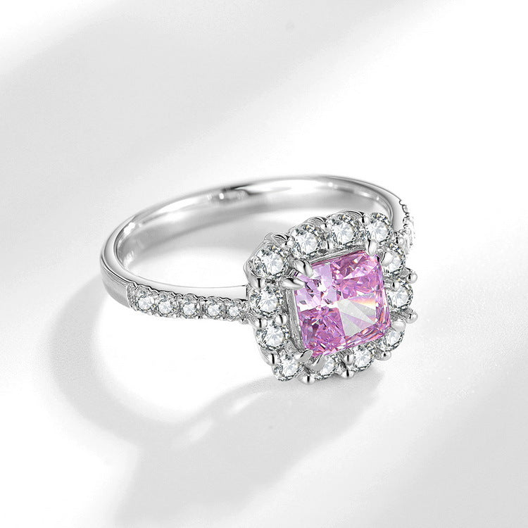 S925 Sterling Silver High-Carbon Stone Flower Ice-Cut Ring