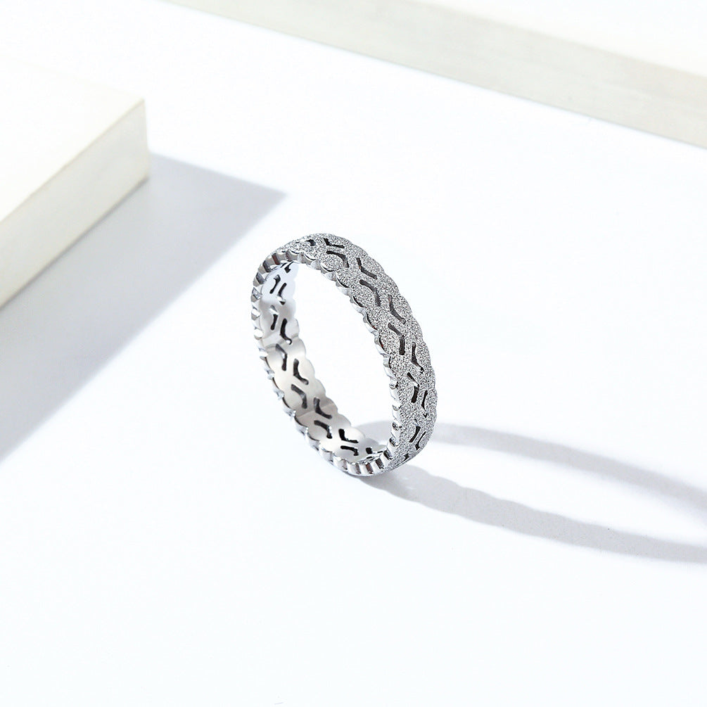 Cross-Border Amazon Korean Pearl Sand Titanium Steel Ring