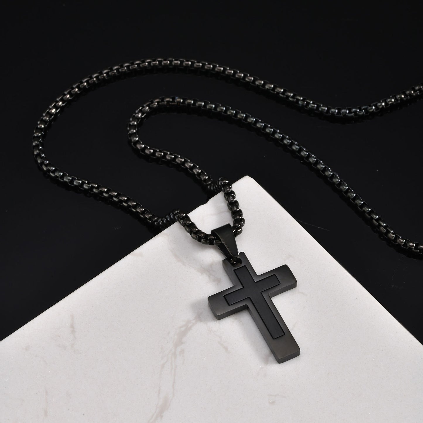 Planderful Mens Cross Pendant Necklace Durable Steel