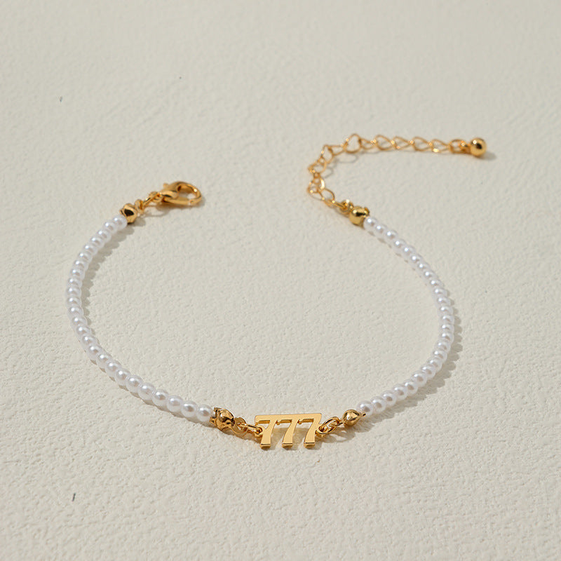 Pearl Chain Letter Pendant Bracelet - Vienna Verve Collection