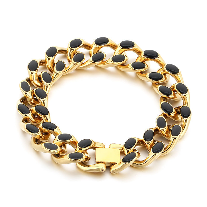 Polished Bracelet – Hip-Hop Nightclub Design Drip Cuban Chain Buckle Stainless Steel
