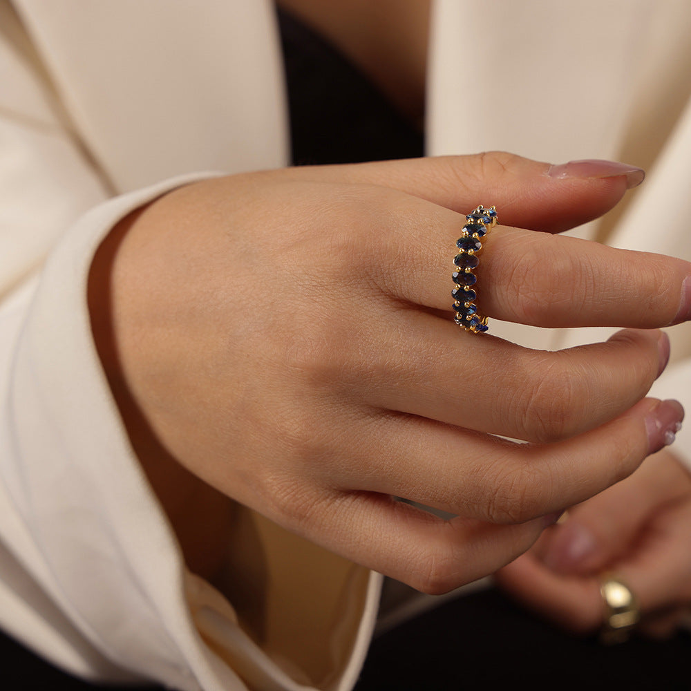 Copper Geometric Zircon Open Ring - Luxury European & American Design