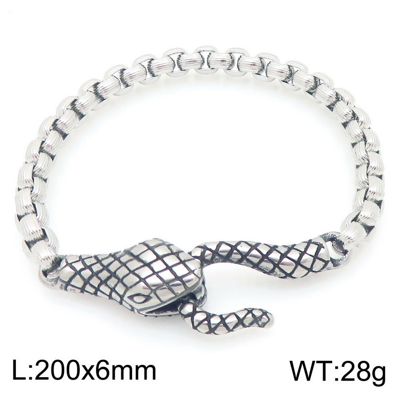 Punk Style Snakehead Layered Chain Men's Titanium Steel Bracelet