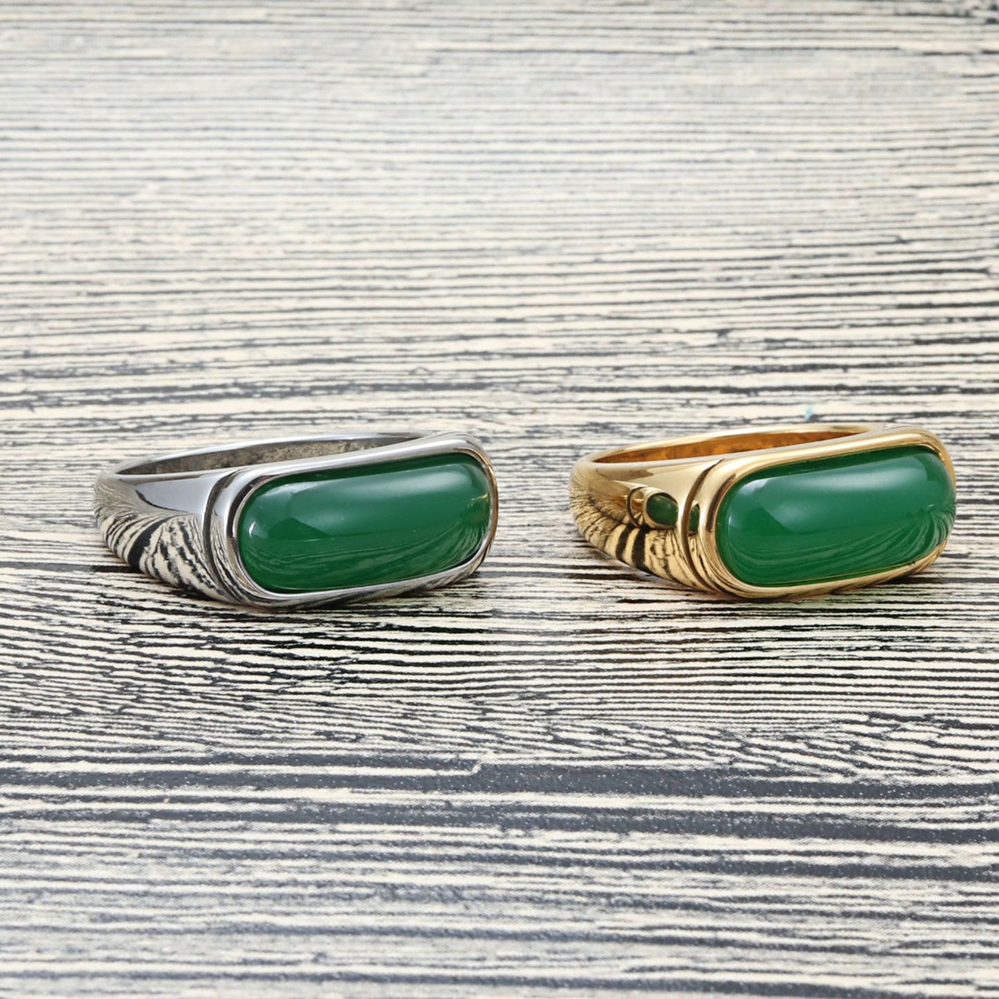 Trendy Multi-Color Titanium Steel Gemstone Ring for Men – Retro Punk Style