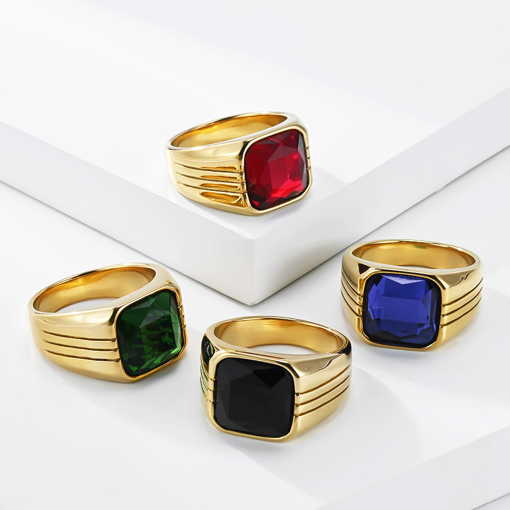 Vintage Multi-Color Stainless Steel Men's Ring
