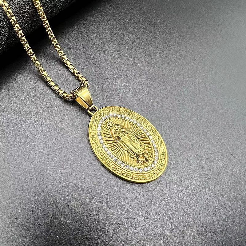 Rhinestone Necklace – Statement Virgin Mary Pendant