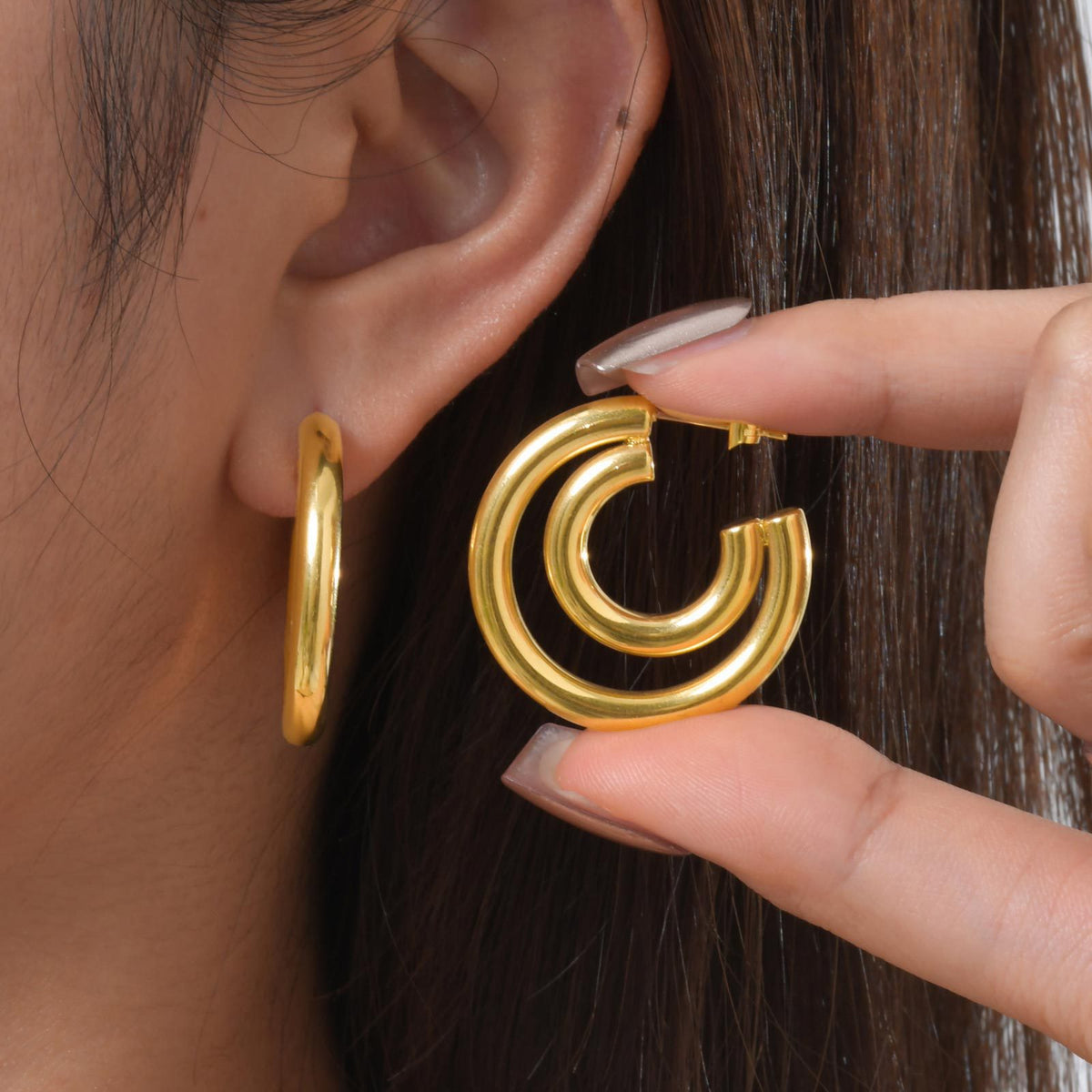 Modern Gold-Tone Stainless Steel Earrings