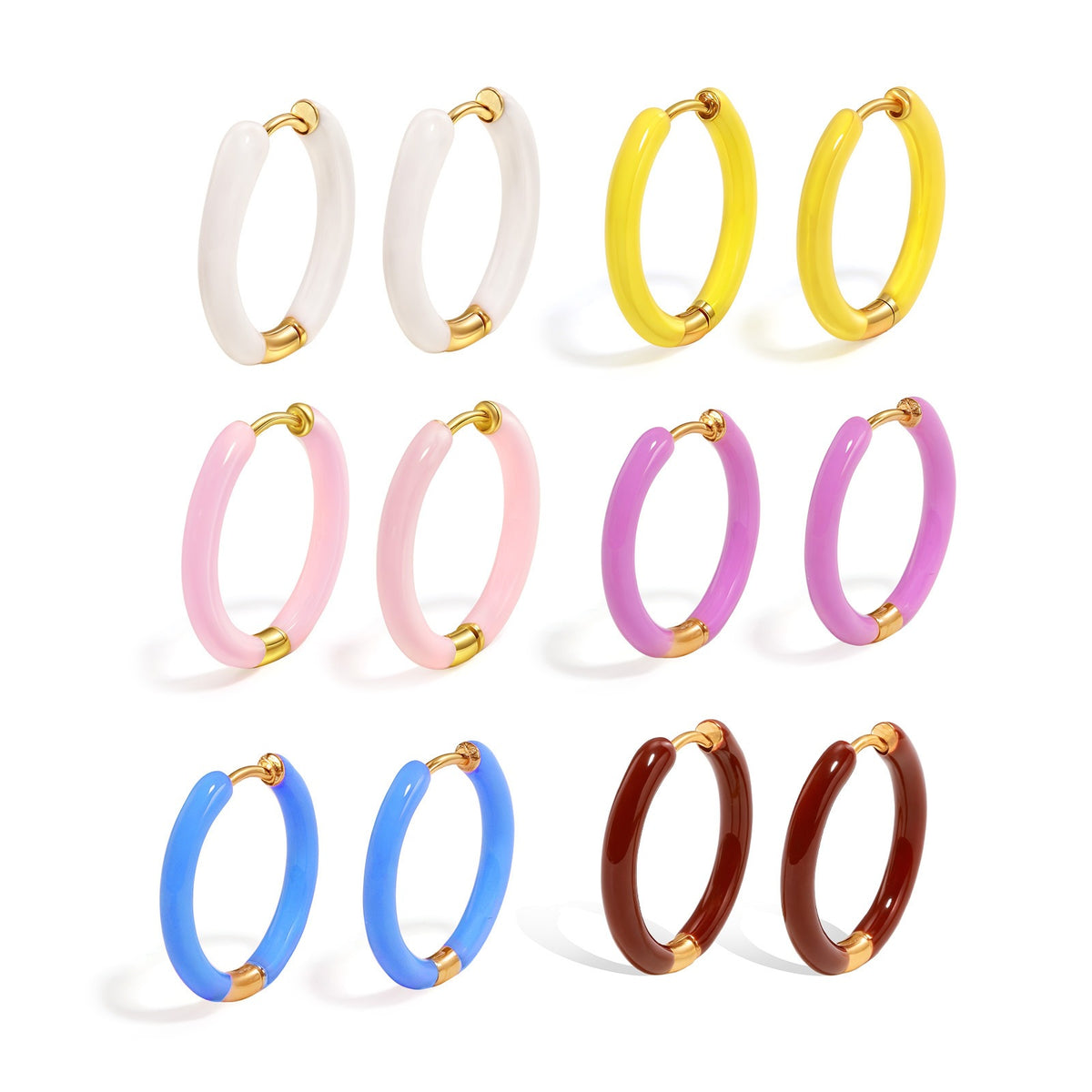 Colorful Enamel Oval Hoop Earrings