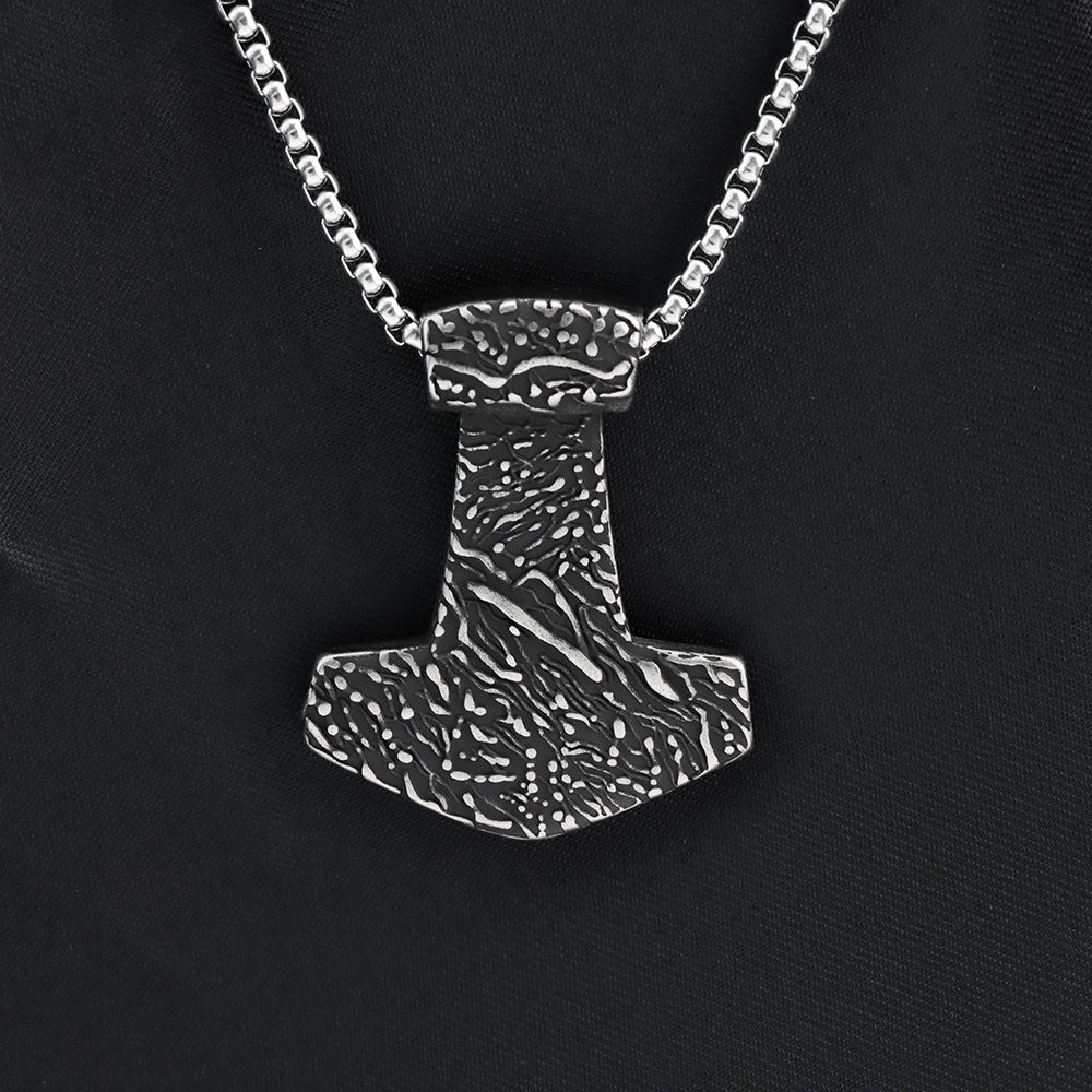 European And American Jewelry Wholesale Titanium Steel Men's Pendant Stainless Steel Necklace Retro Viking Hammer