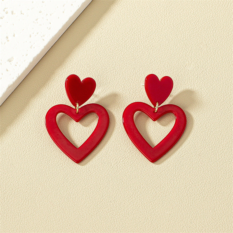 Romantic Red Acrylic Love Earrings - Vienna Verve Collection