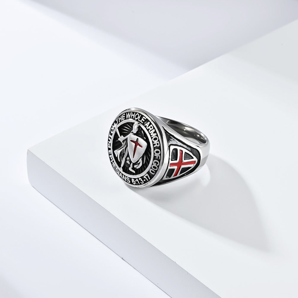 Timeless European American Templar Shield Titanium Steel Ring