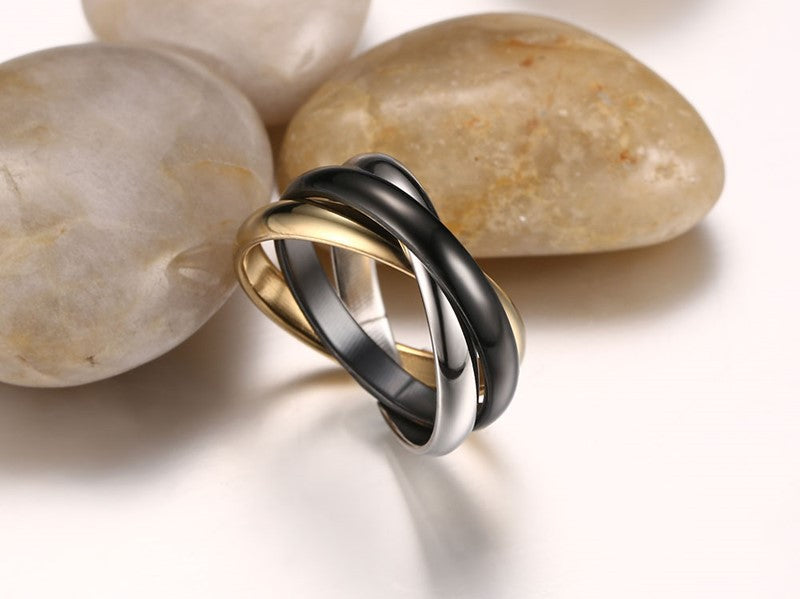 European And American Jewelry Three-In-One Plain Fashion Ring