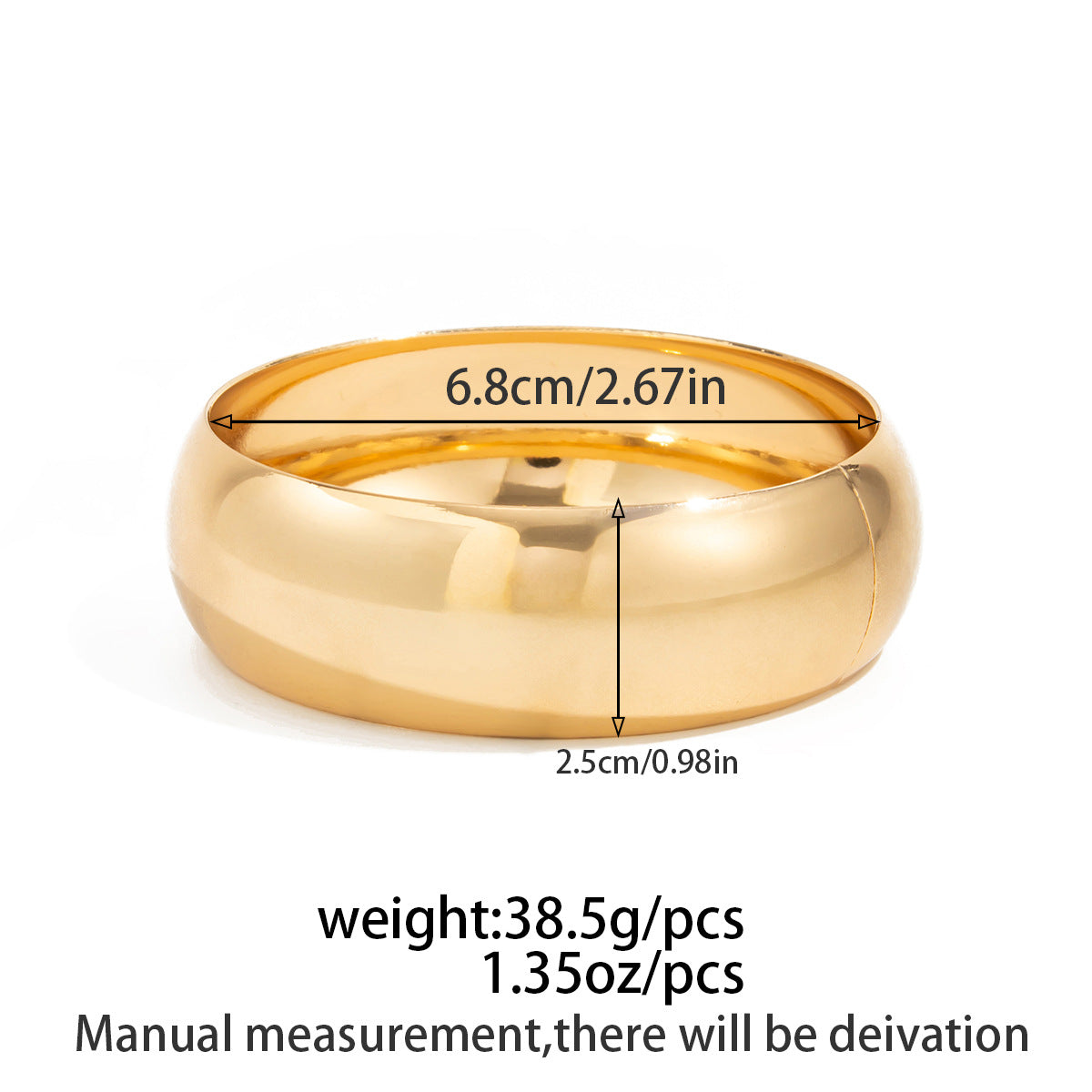 Irregular Smudged Resin Wide-Edge Bracelet Mirror Plain Ring Retro Bracelet