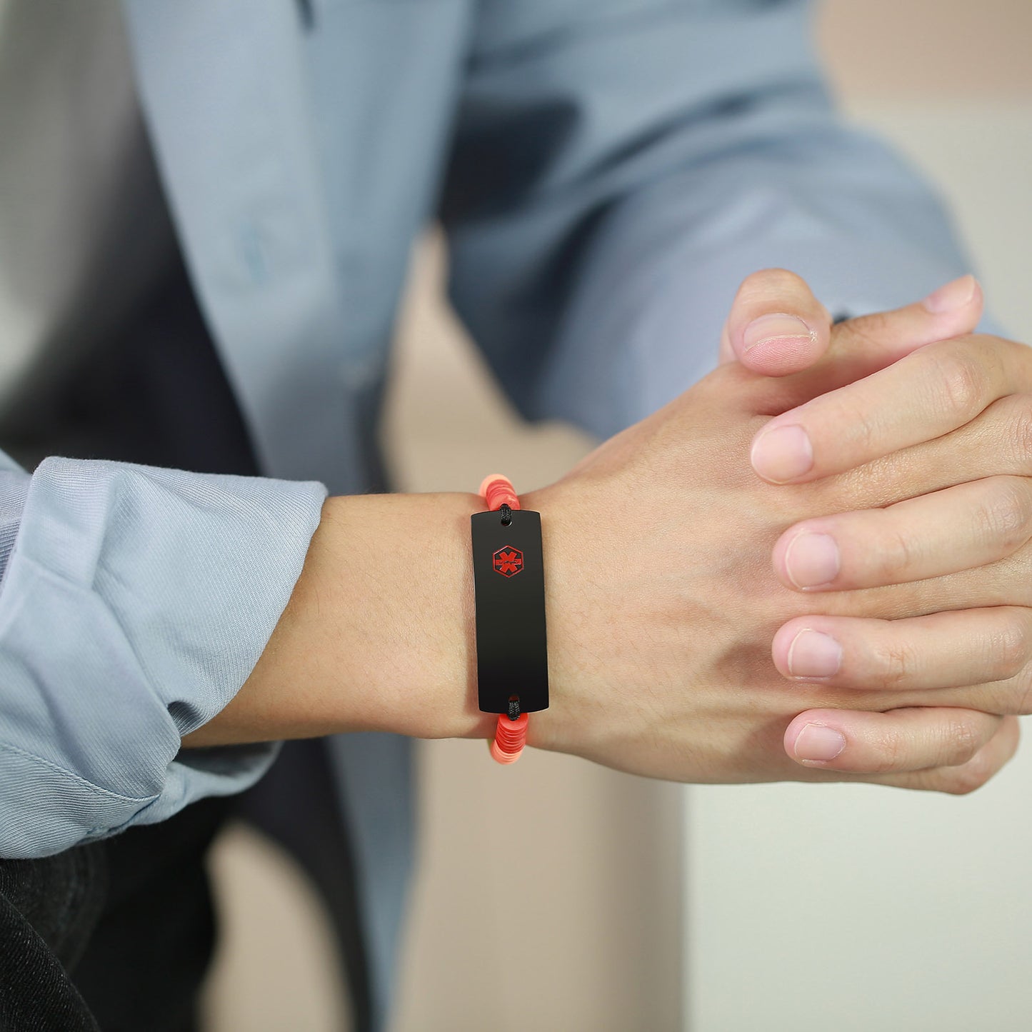 Adjustable Hand Rope Medical Logo Silicone Ring Bracelet for Men