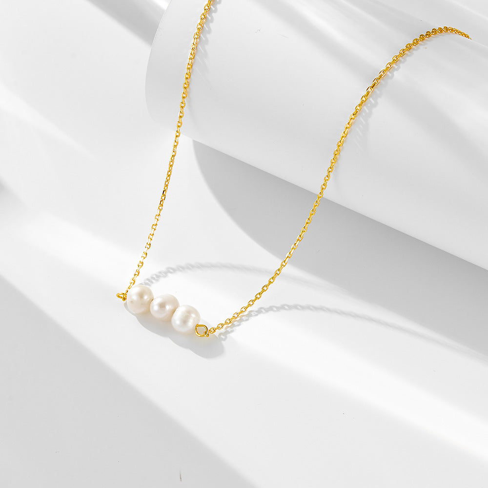 Natural Freshwater Pearl Necklace 925 Sterling Silver Sense