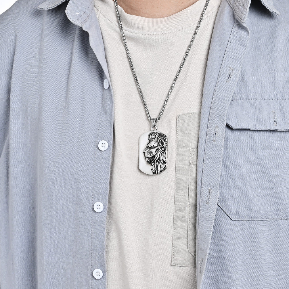 Vintage Lion Head Titanium Steel Necklace for Men