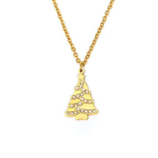 Planderful Zircon Christmas Tree Collarbone Necklace Her