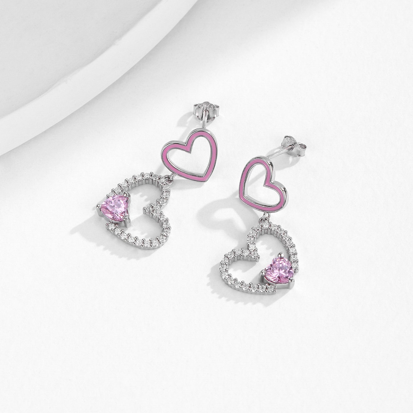 Planderful Everyday Genie Earrings – Elegant Double Love Design with Zircon
