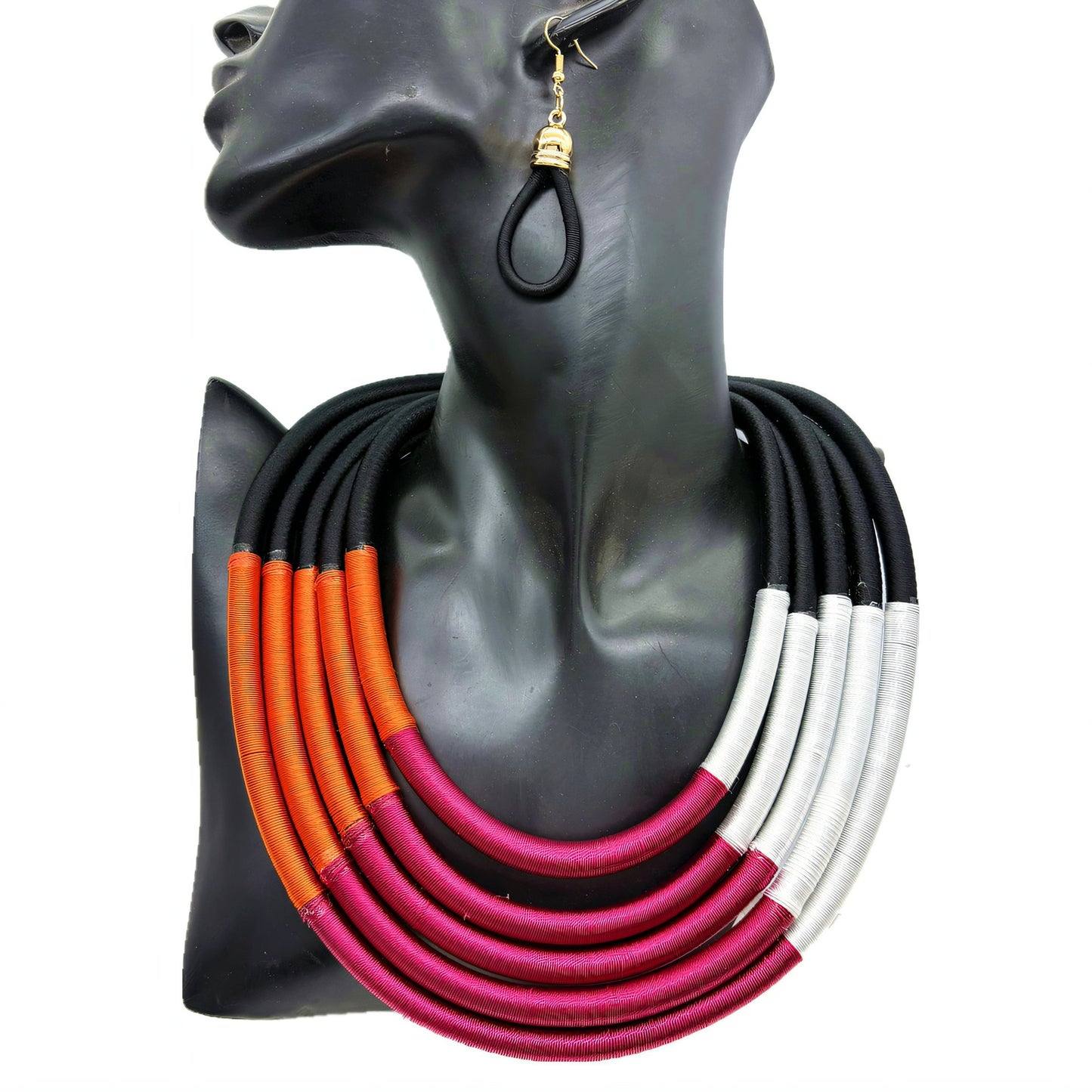 Planderful Savanna Rhythms Necklace and Earrings Set – Fashionable Multi-Layer Design