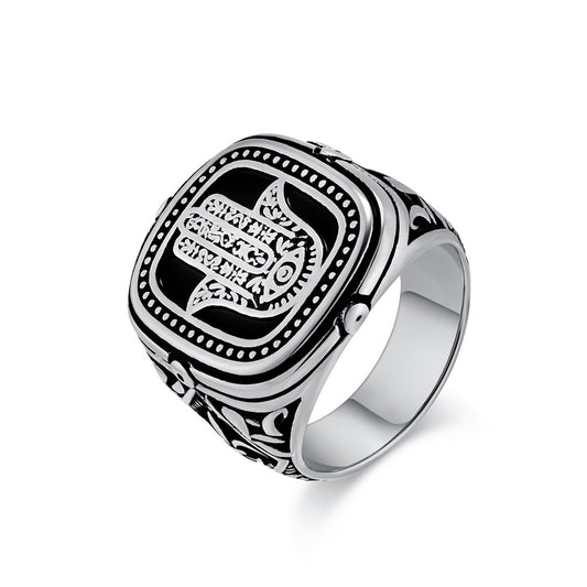 Cross-Border West Asia Retro Fatima Hand Stainless Steel Ring